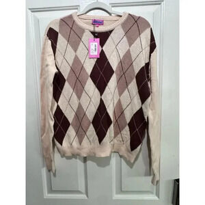 Edikted Beige Long Sleeve Crew Neck Pullover Sweater Size XS